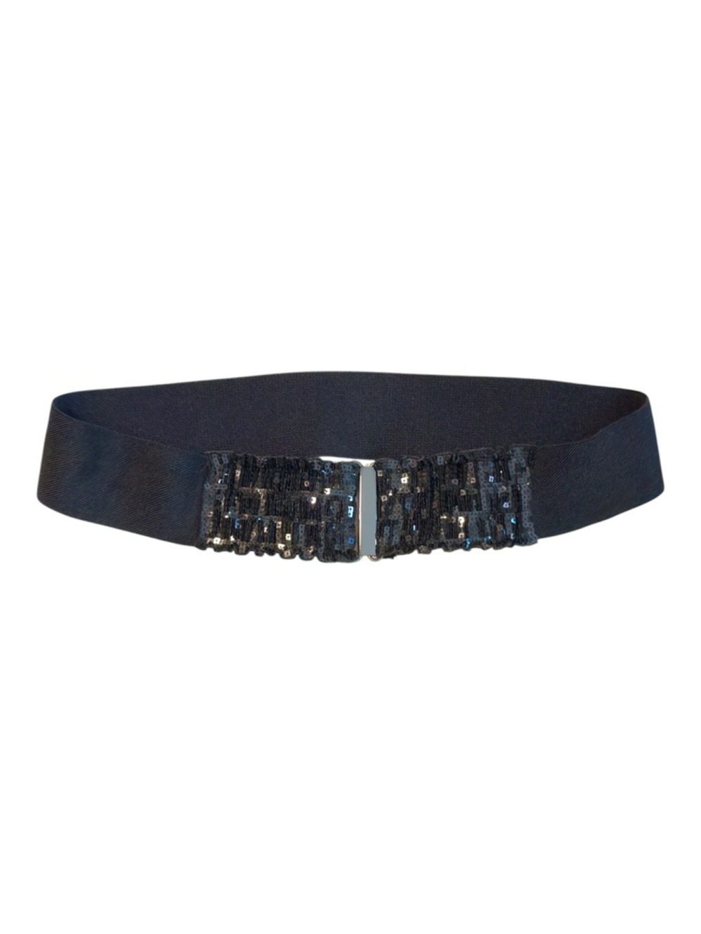 Women’s wide black sequin elastic waist belt